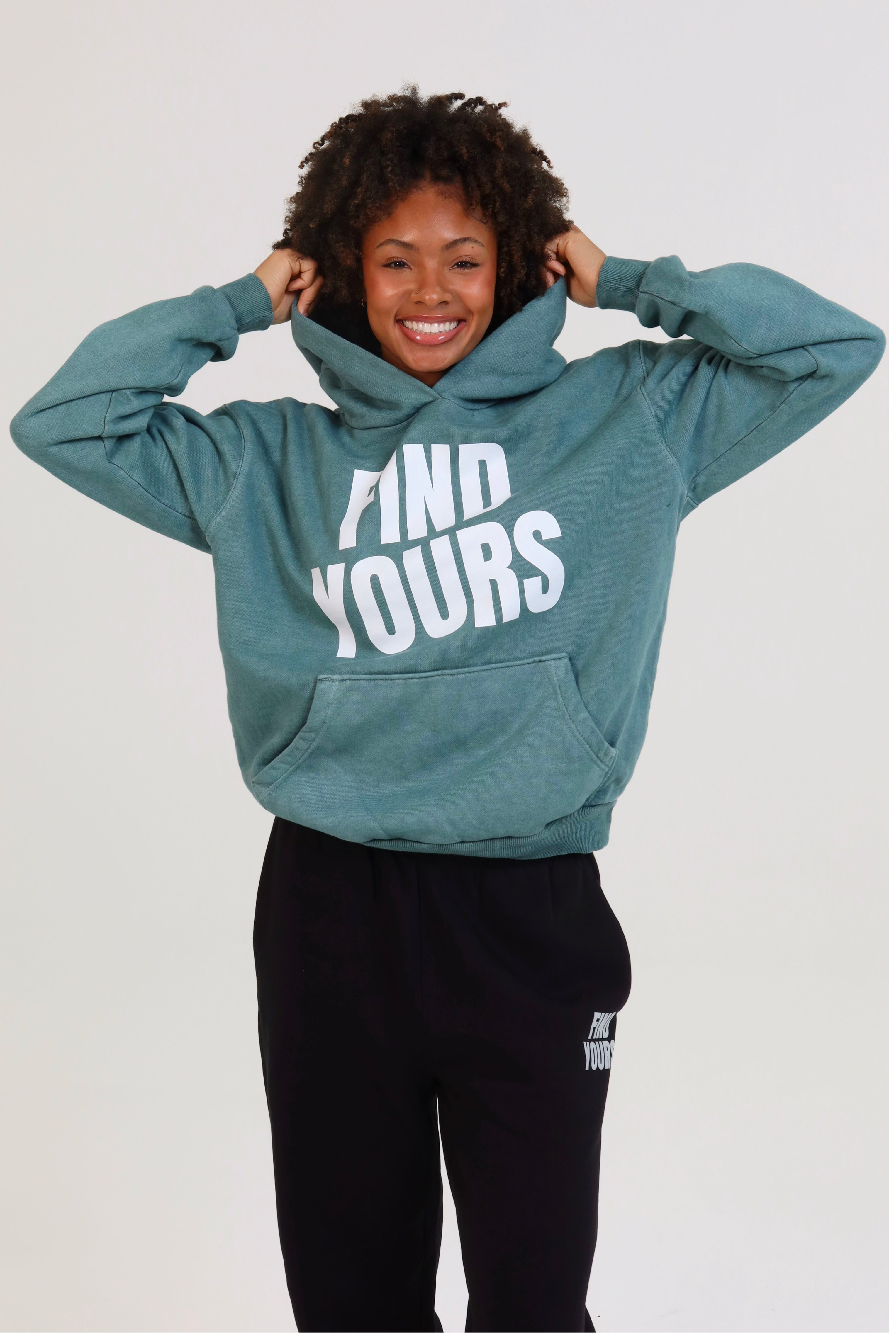 "Find Yours" Heavyweight Washed Green Hoodie