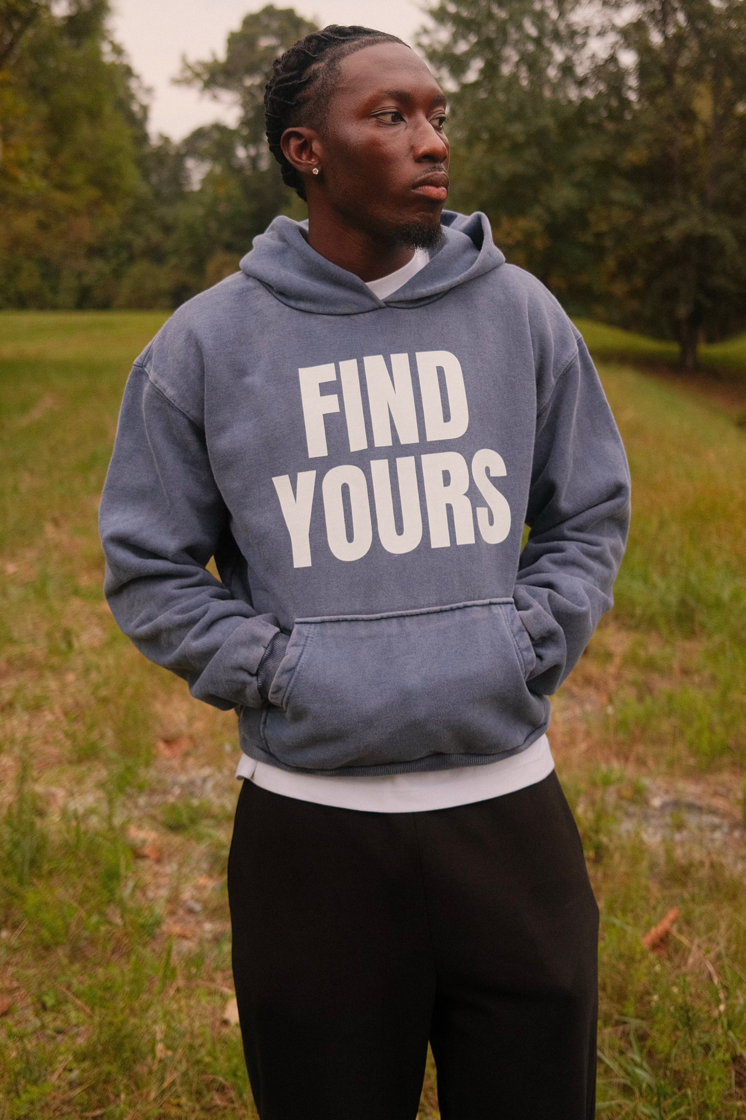 "Find Yours" Heavyweight Washed Blue Hoodie