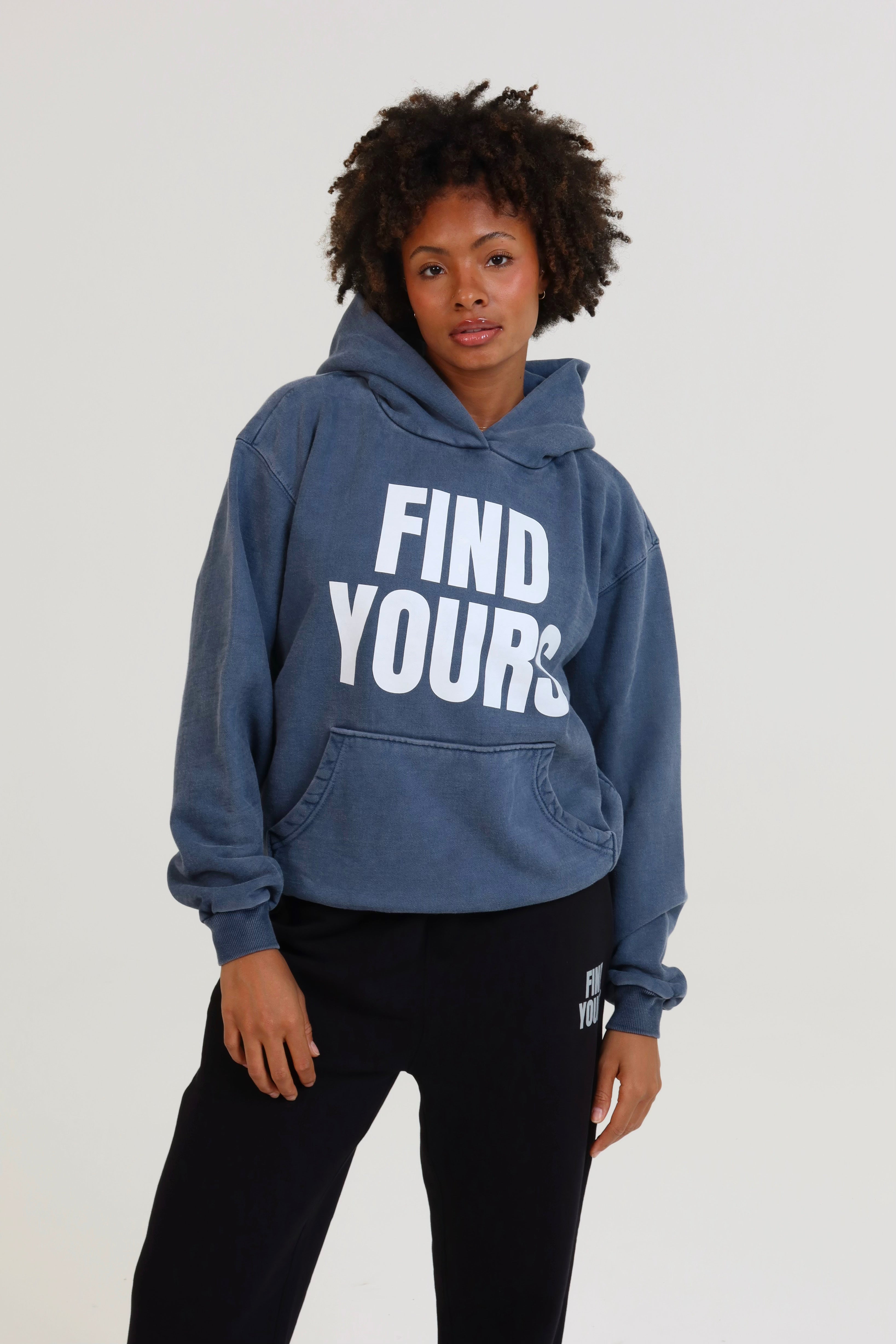 "Find Yours" Heavyweight Washed Blue Hoodie