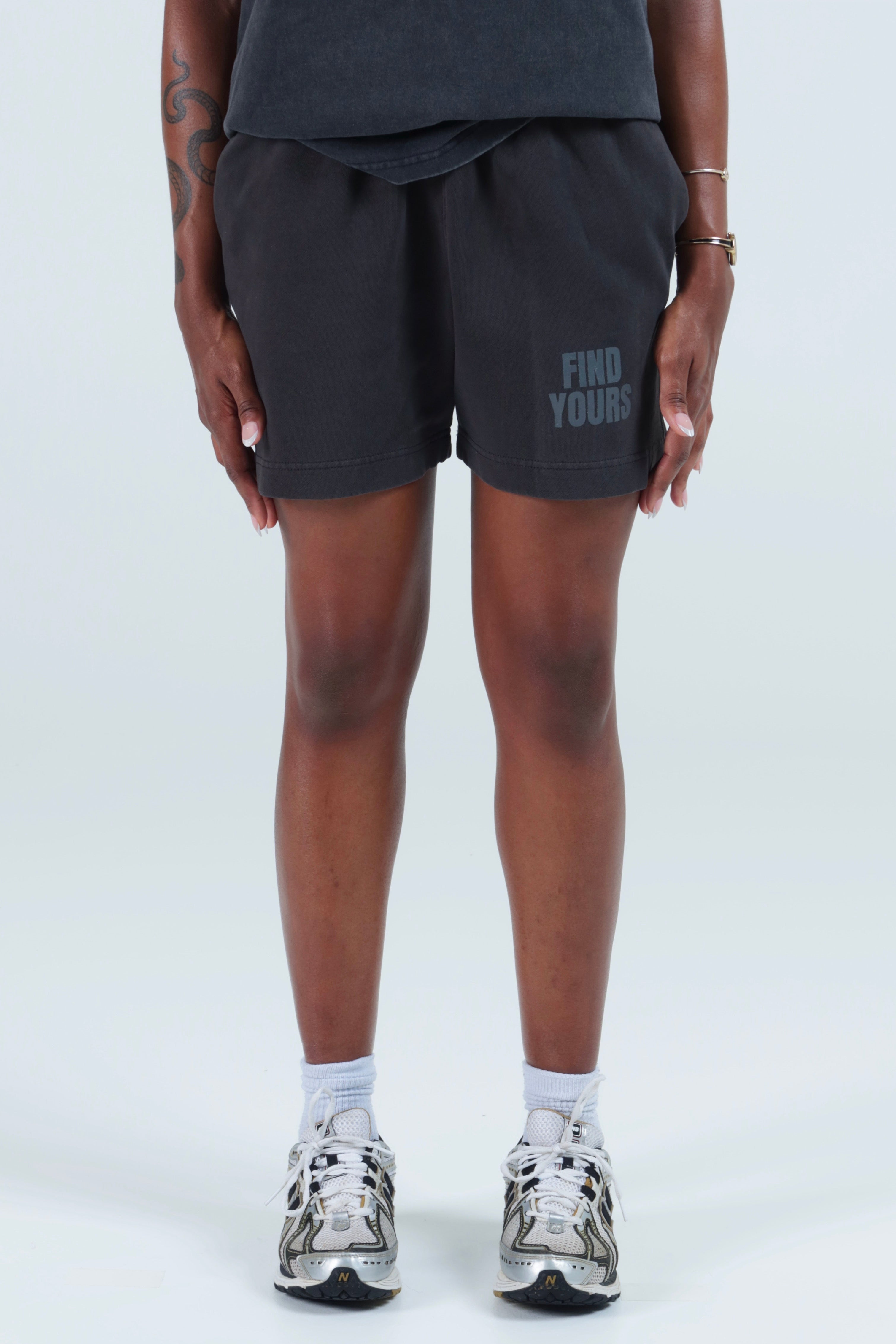 "Find Yours" Washed Black Sweatshorts