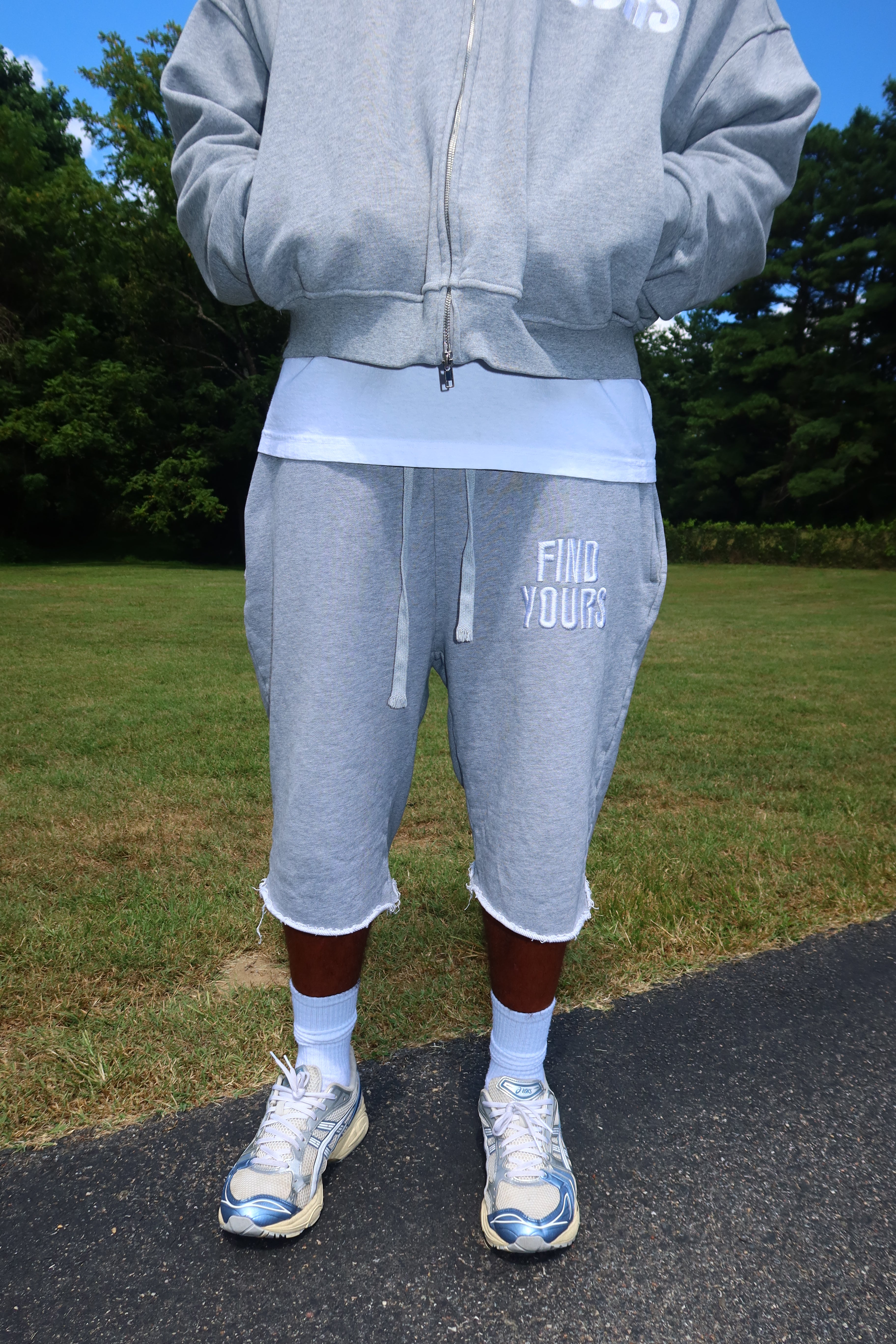 Heavyweight "Fringe Hem" Grey Sweatshorts