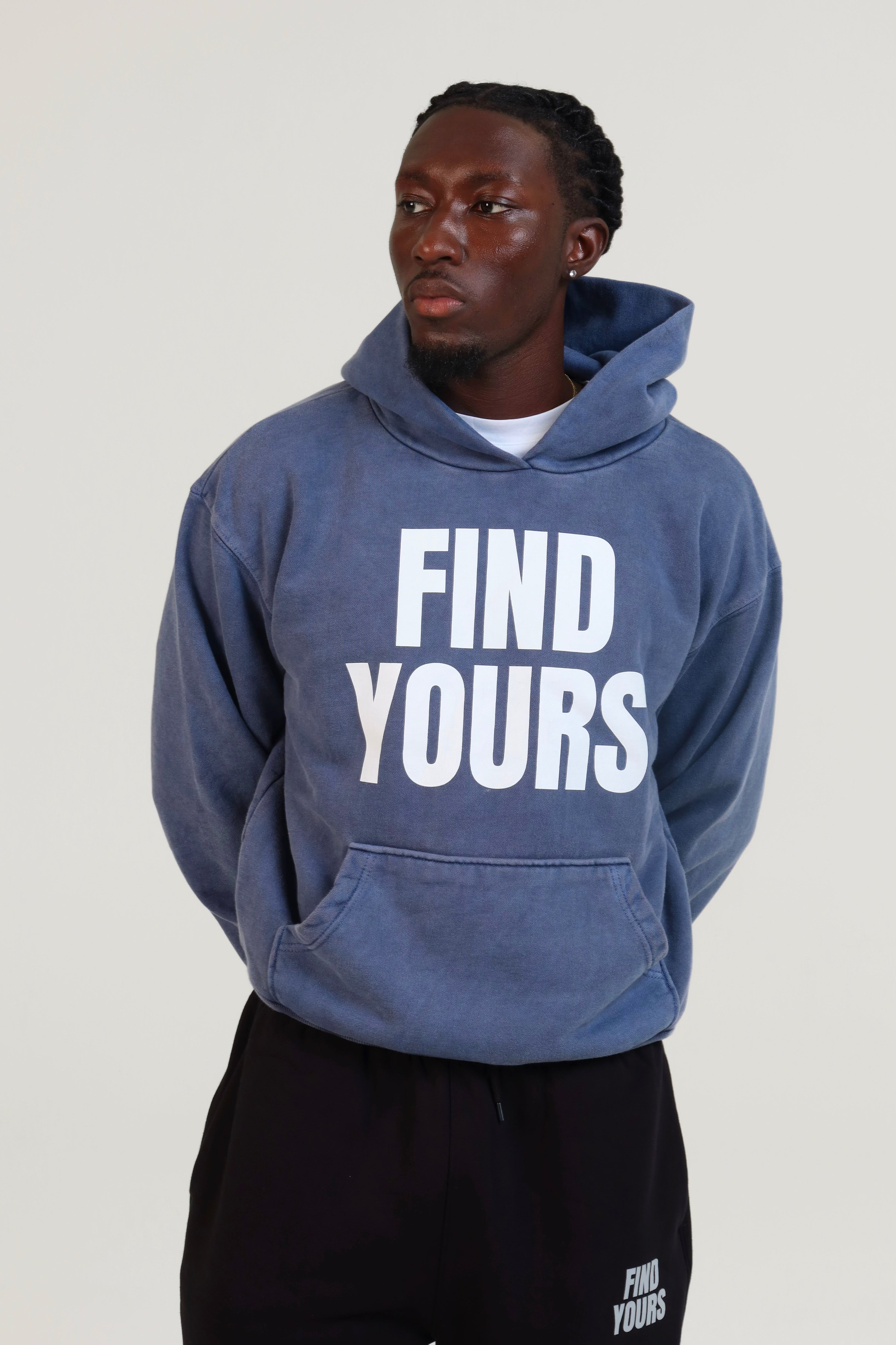"Find Yours" Heavyweight Washed Blue Hoodie