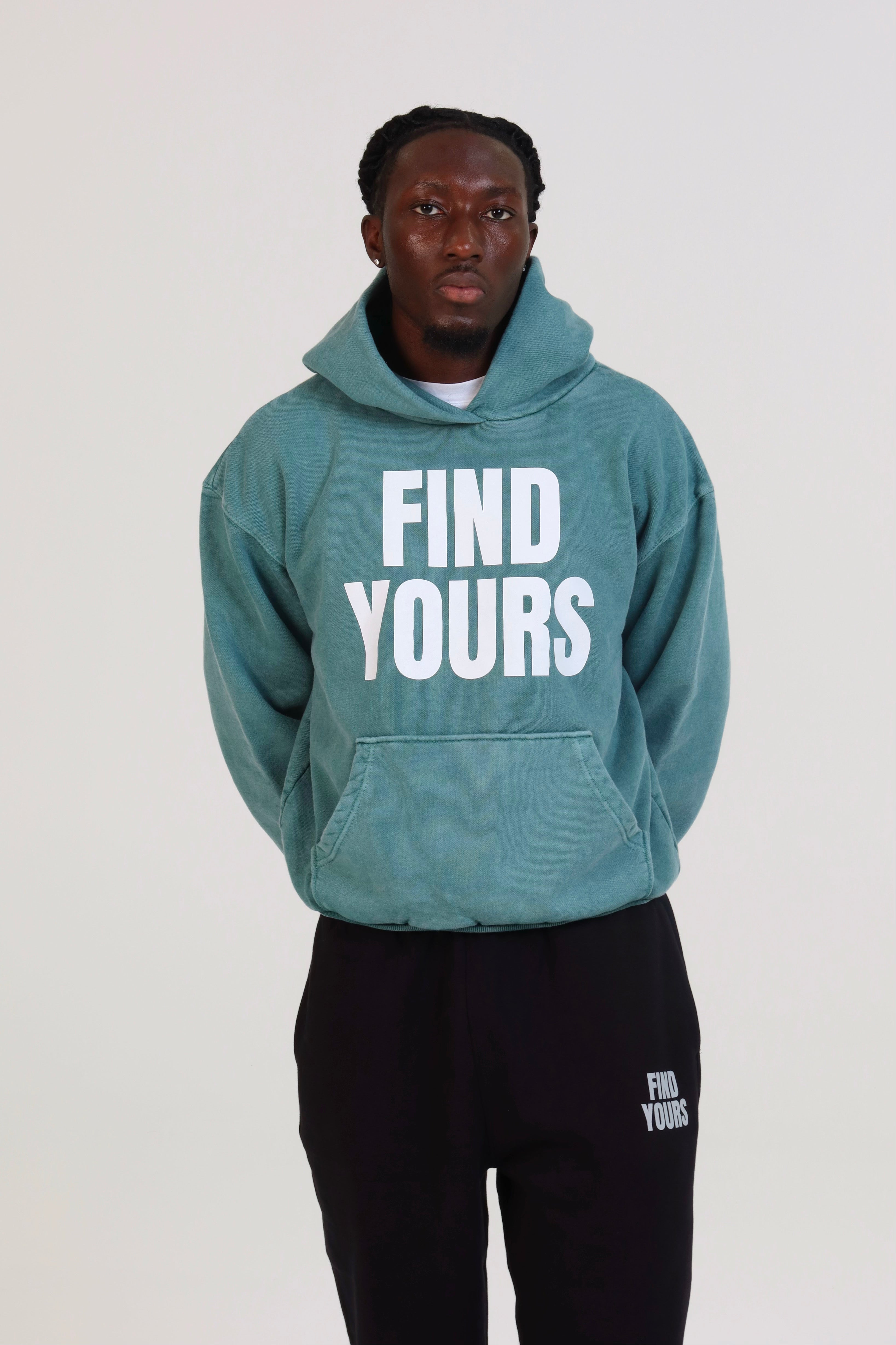 "Find Yours" Heavyweight Washed Green Hoodie