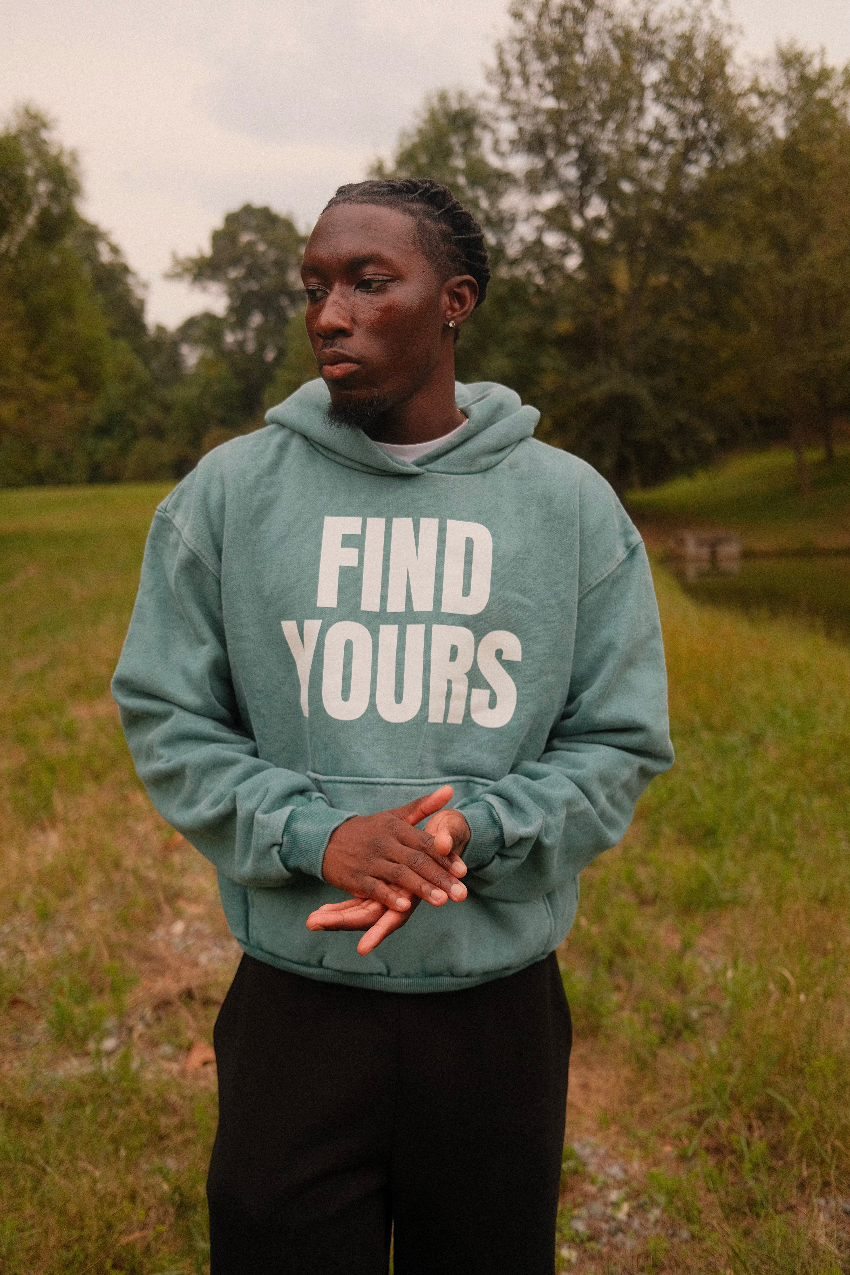 "Find Yours" Heavyweight Washed Green Hoodie
