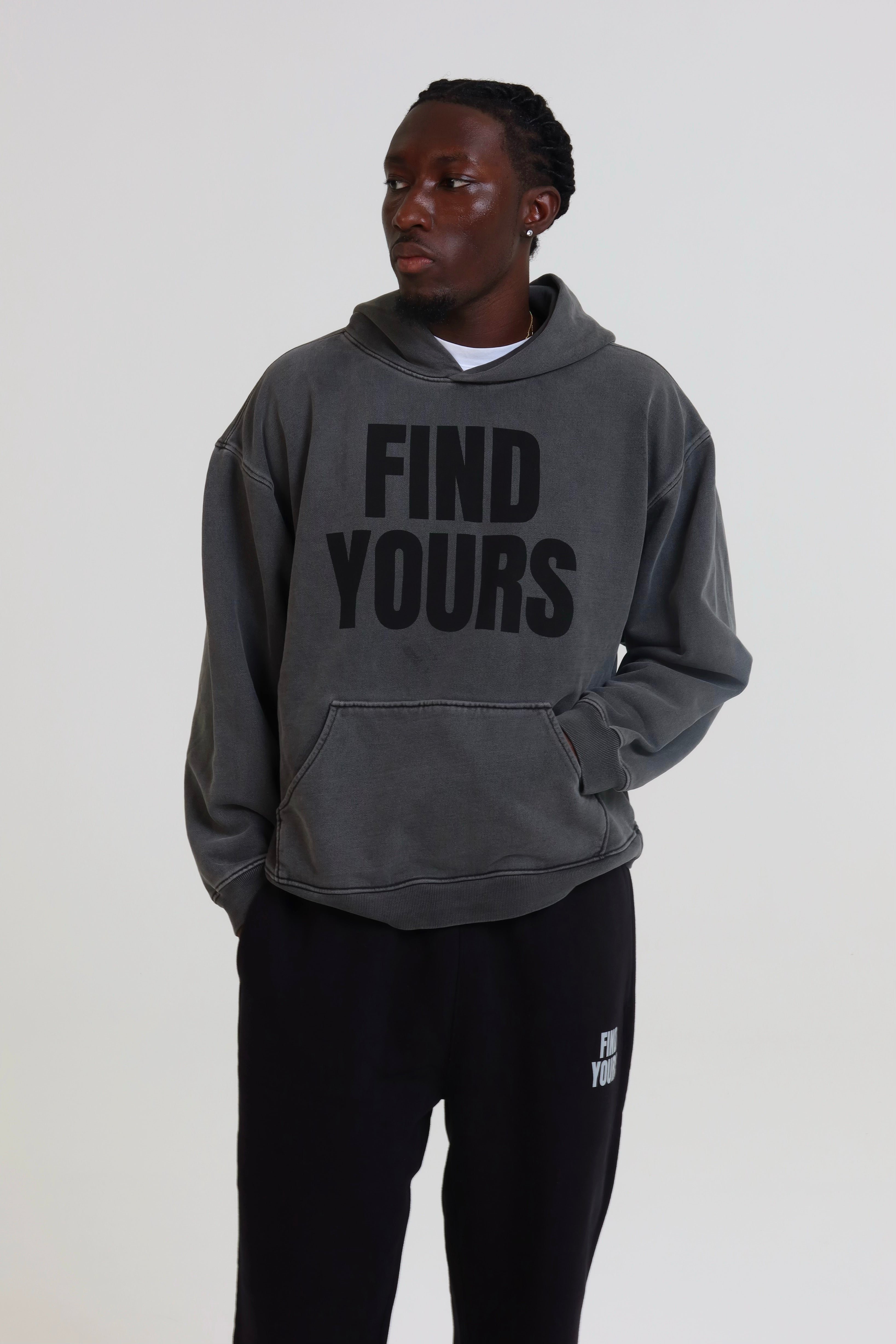 "Find Yours" Heavyweight Washed Charcoal Hoodie
