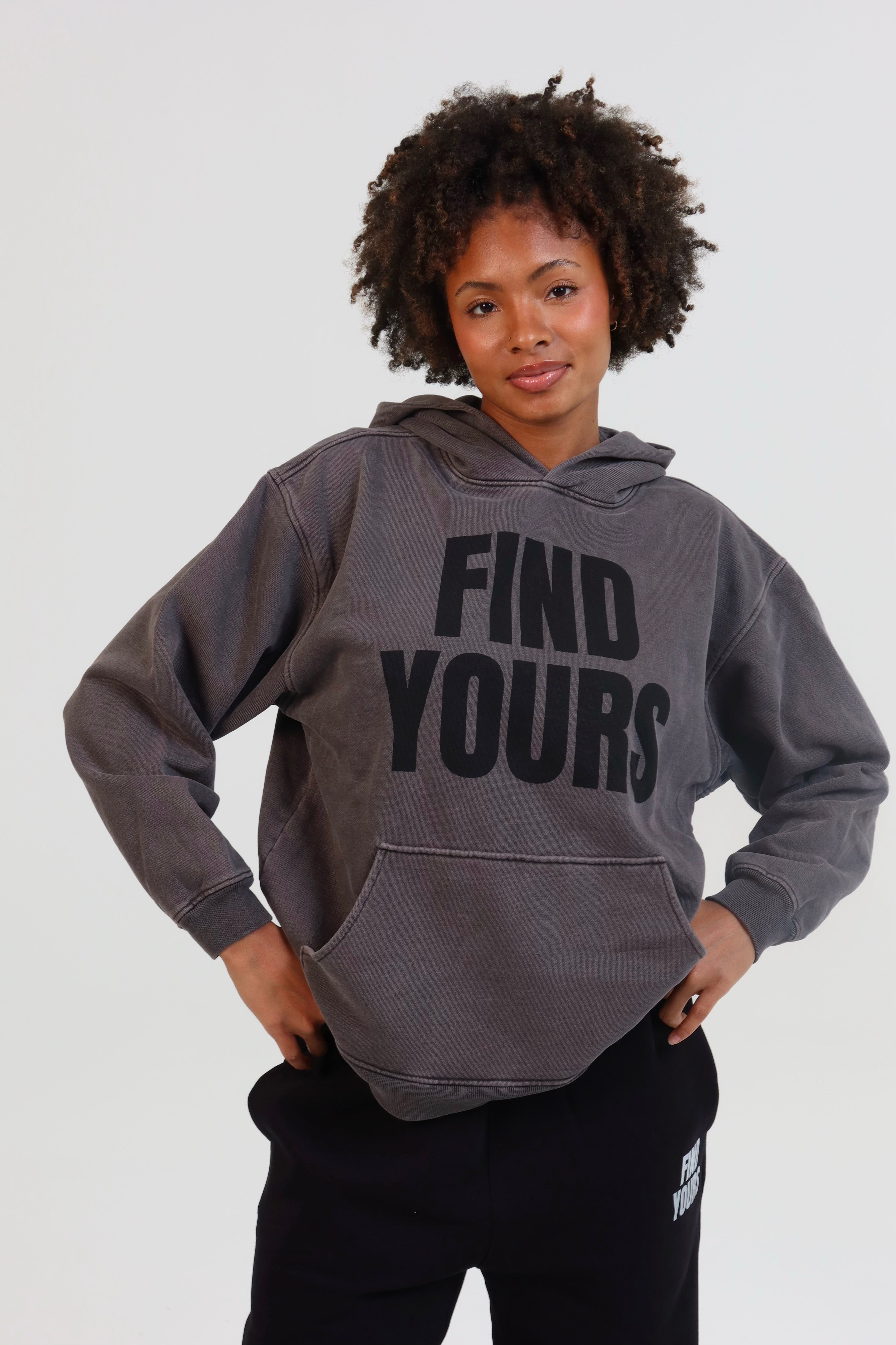 "Find Yours" Heavyweight Washed Charcoal Hoodie