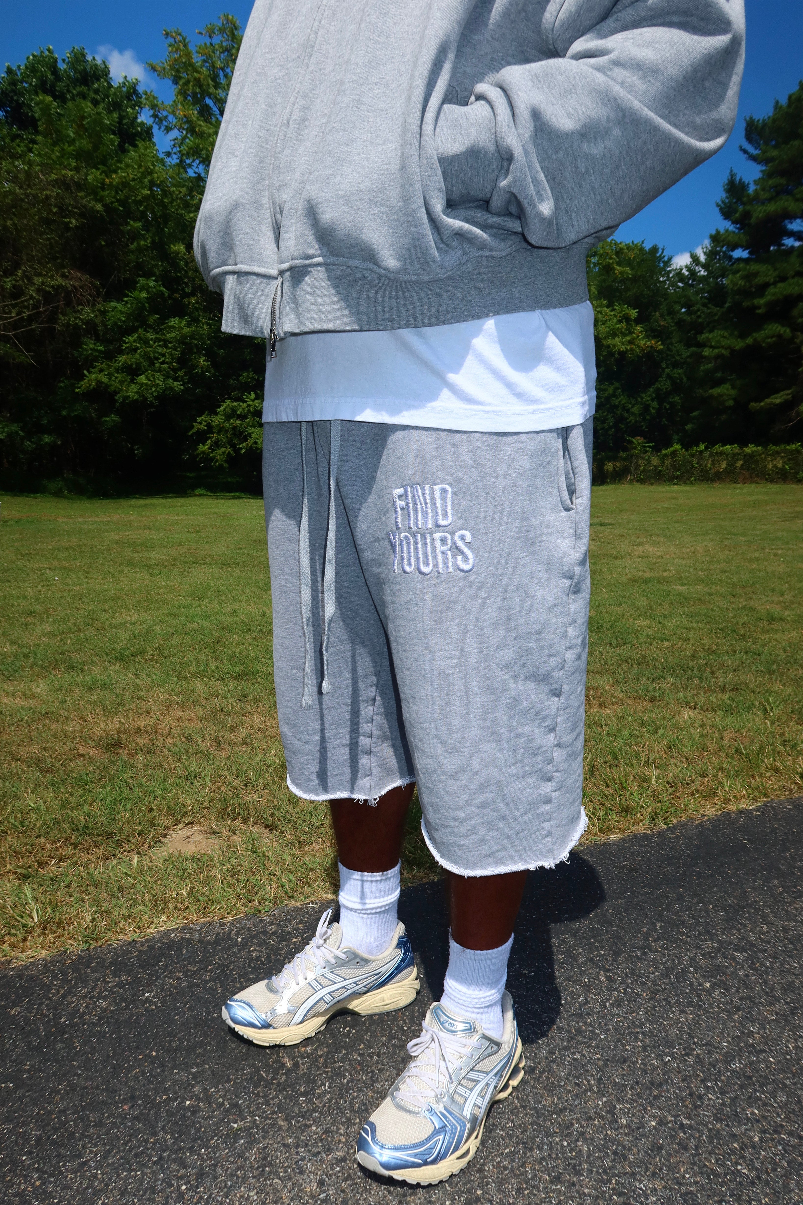 Heavyweight "Fringe Hem" Grey Sweatshorts