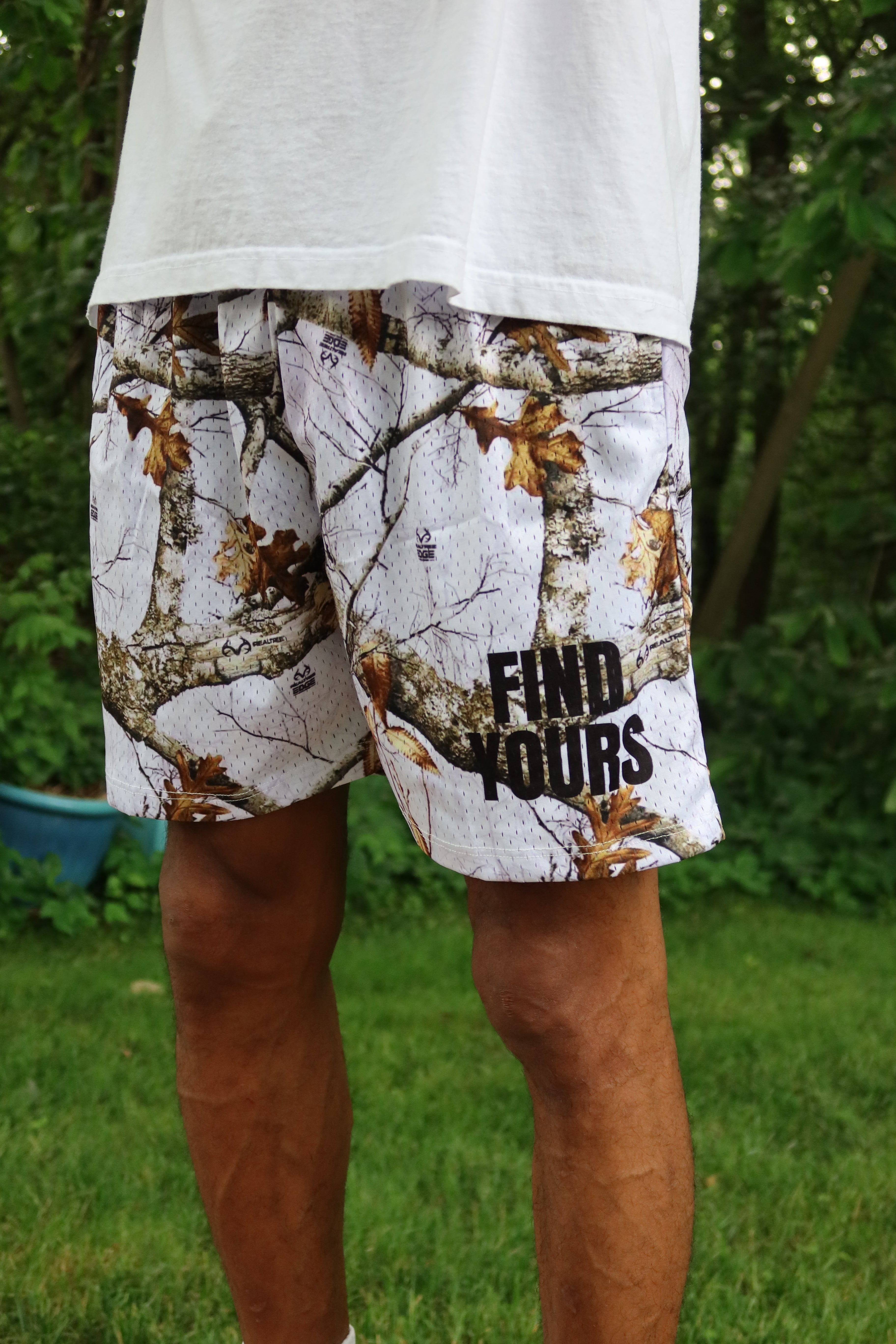 White Camo "Mesh Shorts"