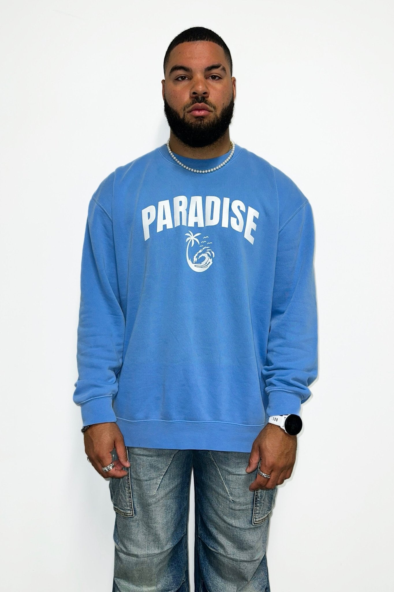 Paradise Blue "Wave" Crewneck - Paradise Brothers